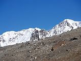 20 Risum and Yebokangjiat Close Up As Trek Nears Shishapangma Advanced Base Camp Risum (7050m) on the left and Yebokangjiat (7068m) on the right are a continuation of the ridge coming down from Shishapangma seen as the trek nears Shishapangma Southwest Advanced Base Camp.